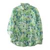 Foto Real de Camisa Floral Verde de Ramio Natural de Alto Hilo Camisa Estampada Top Delgado Suelto de Primavera para Mujer