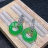 Pendientes Estilo Celebridad Chapados en Plata con Incrustaciones de Crisoprasa Hielo Cierre de Seguridad Pendientes de Ágata Estilo Chino Pendientes de Donut de Jade