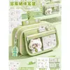 Gato Lindo con Tenedor Estuche Verde de 13 Capas Set de Papelería Premio de Jardín de Infancia Regalo de Regreso a Clases para Escuela Primaria