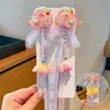 Tocados de la Dinastía Han para Niños, Flores de Estilo Antiguo con Luces, Pasadores para el Festival de Medio Otoño, Accesorios para el Cabello con Serpentinas y Borlas de Estilo Chino para Bebés