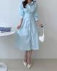 Disponible en tallas actualizadas. Vestido camisero ajustado francés elegante de Corea del Sur para otoño/invierno.