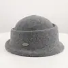 Otoño Invierno Estilo Británico Estudiante en el Extranjero Heredera Elegante Sombrero Redondo de Fieltro de Lana para Mujer Retro Versátil de Moda Temperamento Bombín Tacto de Alta Gama