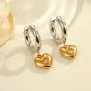 Pendientes de Árbol de Navidad y Corazón de Moda Transfronteriza Pendientes de Acero Inoxidable Chapados en Oro de 18 quilates y Plata con Diseño de Combinación