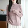 Novo Suéter Feminino Outono/Inverno 2026 com Gola Alta Meia, Tricô Jacquard, Estiloso e Versátil, Top Térmico Base para Mulheres