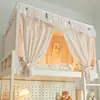 Cama litera de dormitorio estilo encaje para estudiantes cremallera universal floral fresca a prueba de mosquitos cama individual retráctil cortina blackout fuerte