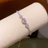 Pulsera Deslizante Redonda Geométrica de Circonita Rosa, Pulsera de Estilo Nicho Ins Vintage, Joyería de Lujo Ligero y Sensación de Alta Gama