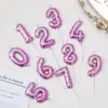 Estilo Ins Criativo Rosa e Roxo Formato de Balão Vela Digital 520 Aniversário Bolo de Primeiro Aniversário Decoração Plug-In