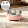 Comedero para gatos mejorado antivuelco con protección para el cuello, acero inoxidable 304, elevado y angulado para beber y comer