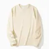 Camiseta de Manga Larga para Hombre de Algodón Puro Pesado de 400g, Color Sólido, Cuello Redondo, Gruesa y No Transparente, Holgada Casual Unisex, Camiseta Básica para Pareja