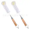 Nova Escova de Garrafa com Cabo de Bambu para Limpeza de Garrafas, Conveniente e Durável, Escova de Garrafa Doméstica com Cabo de Bambu Natural, Escova de Copo