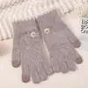 Luvas de Dedo Dividido Inverno Feminina Nova Quente Cor Sólida Fofa Ciclismo à Prova de Frio Toque de Lã Tela Sensível ao Toque Luvas Femininas Tricotadas