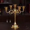 Suporte de Velas Dourado, Prateado e Preto Presente Romântico Jantar à Luz de Velas Mesa Casamento Adereços de Casamento Suportes de Velas de Três e Cinco Braços Ornamentos
