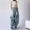 Jeans Bootcut Lavados Azul Claro Estilo Hip Hop Streetwear Retro Americano para Mujer 2026 Primavera/Otoño Nuevos Pantalones Sueltos de Pierna Ancha