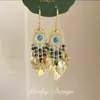 Brincos Turquesa Resistentes com Design de "Pena", Presilhas de Mosquito, Brincos Estilo Étnico Vintage para Mulheres