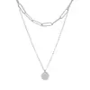 Moda Europea y Americana Joyería para Mujer Cadena de Clip de Papel Rectangular Geométrica Hueca Cadena de Suéter Metal Acero de Titanio Acero Inoxidable Collar