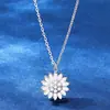 TikTok Explosivo Girasol Giratorio Traje Collar Full Zirconio Girasol Colgante Giratorio Cadena Clavícula de Sentido Avanzado
