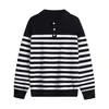 Recomendación de Artículo Popular Marca de Moda Suéter de Punto Rayado Cuello Henley Venta Directa de Fábrica Ropa de Punto de Invierno para Hombre