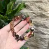 Negro Natural Oro Súper Siete Obsidiana Obsidiana Plateada Cristal Dorado Anillo Individual Pulsera de Cristal Moda para Hombres y Mujeres y Gran Estilo