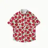 Camisa Floral de Manga Curta Estampada em 3D para Homens no Verão, Havaiana Vintage de Praia Casual de Caimento Solto Tamanho Grande Masculina, Secagem Rápida