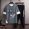 Novo terno de seda com degradê de secagem rápida, camiseta masculina de manga curta, shorts casuais de verão, esportivos, duas peças, atacado de fábrica