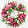 Guirlanda de Tulipas Artificiais Estilo Primavera Transfronteiriça, Guirlanda para Decoração de Casa Pendurada na Porta, Enfeite de Feriado de Natal Guirlanda de Videira Pendurada na Parede