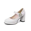 Zapatos Sencillos de Moda para Mujer con Punta Cuadrada, Zapatos de Salón Individuales, Velcro, Tacones Gruesos Altos, Zapatos de Tacón Alto, Zapatos para Mujer Talla Grande, Zapatos de Comercio Exterior