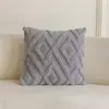Funda de almohada de color liso con patrón de diamante tridimensional, funda de cojín de felpa color crema para sofá de sala de estar, dormitorio y decoración de cabecera