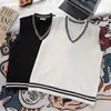 Chaleco de Lana con Cuello en V para Universidad Chaleco Suéter Alta Calidad Chaleco Estudiante Chaleco Uniforme Escolar Chaleco Tejido Uniforme JK Cruzado