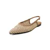 Sandalias Planas Tejidas Caladas para Mujer, Sandalias de Vacaciones, Nuevas Sandalias Planas de Piel Genuina con Punta para Mujer, Estilo Verano