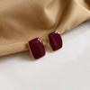 Brincos Elegantes de Diamante Angorá Vermelho com Pingente de Óleo Banhados a Ouro Real Brincos Festivos de Ano Novo