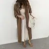 Estilo Fresco y Relajado Gabardina de Solapa Holgada Vestido Camisa de Longitud Media con Cinturón para Mujer
