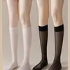 Traje Sexy Puro Desejo Borda Preta Vermelha Tubo Longo Tendência Celebridade da Internet Jk Tubo Alto Meia-calça de Renda Acima do Joelho Feminina Ins