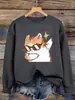Gafas de Sol Geniales Diseñadas para Gatos Sudaderas para Mujer Pantalones Jogger Sueltos Ropa Streetwear Y2K Suéter Casual de Cuello Redondo