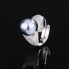 Anillo elegante y sencillo de 14 mm con perla incrustada y baño de cobre, 2024