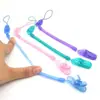 Cadena anticaída para chupete cadena de resorte extensible cadena de mordida de goma clip para tetina cadena anticaída retráctil