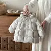 Chaqueta de plumas para niña Abrigo de plumas de invierno para bebé con capucha engrosada de longitud media Ropa exterior de plumón de pato blanco Clase A