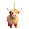 Adornos Lindos de Colores para Amazon Nueva Serie de Dibujos Animados de Vaca Decoración Colgante para Coche Navidad 2023 Acrílico