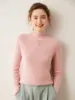 Suéter Feminino de Caxemira Gola Alta Meia-Calça, Pulôver Tricotado, Estilo Suave e Casual, Novo Outono 2026