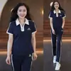 M--4XL traje casual de solapa fina de manga corta para mujer verano nuevo moda simple estilo occidental ropa deportiva traje de dos piezas