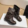 Botas de media caña retro de moda y versátiles para mujer, otoño e invierno 2026, con hebilla de cinturón y tacón grueso, botas apiladas estilo vaquero occidental para mujer