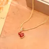 Collar de Corazón Doble Cara con Concha de Esmalte, Moderno y Sencillo, con un Toque de Lujo, Cadena Elegante y Versátil para la Clavícula Estilo Coreano