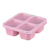 Lonchera de cuatro compartimentos con tapa para trabajadores de oficina, lonchera portátil de paja de trigo, caja de almacenamiento para snacks caseros y nueces