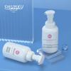 Em estoque 30 dentes 120ml cilíndrico branco Mu Si limpador facial frasco sub frasco pump de pressão frasco espuma