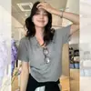 Traje Estilo Old Money Camiseta de Tricô com Gola Polo Manga Curta Feminina Verão Solta Emagrecedora Top de Alto Padrão com Temperamento