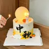 Decoraciones para pastel del Festival de Medio Otoño 2026: luces luminosas en forma de luna, adorables figuras de pastel de luna y conejos, velas y adornos para hornear