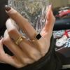 Anillo Geométrico Cuadrado Dulce y Cool para Mujer Negro Exquisito Esmalte Goteado Oro Ala Ancha Combinable Anillo Abierto Hip-hop Anillo de Dedo