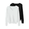 Conjunto de dos piezas de suéteres de punto holgado con cuello en V para mujer, nuevo estilo otoño e invierno, prendas de abrigo versátiles, tops elegantes de manga larga de color liso