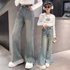 Pantalones de campana vaqueros para niña Estilo Primavera y Otoño para Niños Medianos y Grandes Cintura Alta Sueltos Pierna Ancha Elegantes y Chic Pantalones Largos para Niña Ropa de Otoño