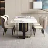 Mesa de Comedor y Sillas de Pizarra Brillante, Lujo Ligero, Gama Alta, Moderna y Sencilla, Adecuada para Hogares Pequeños, Mesa de Comedor Rectangular de Pizarra Estilo Italiano