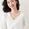 Suéter de Punto con Borde Enrollado y Cuello en V de Manga Larga, Nuevo Estilo Otoño e Invierno, al por Mayor Transfronterizo para Mujer, Suéter Pulóver para Mujer Tallas Grandes, Top de Capa Base